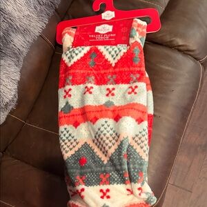 Holiday Time Festive Plush Throw in Red, Green, and White